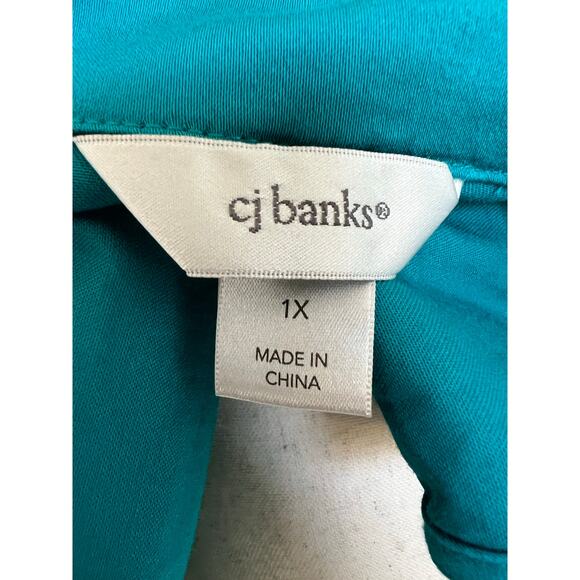 Cj Banks Turquoise Full Zip Front Sleeveless Ruffle Vest 1X - Picture 4 of 8